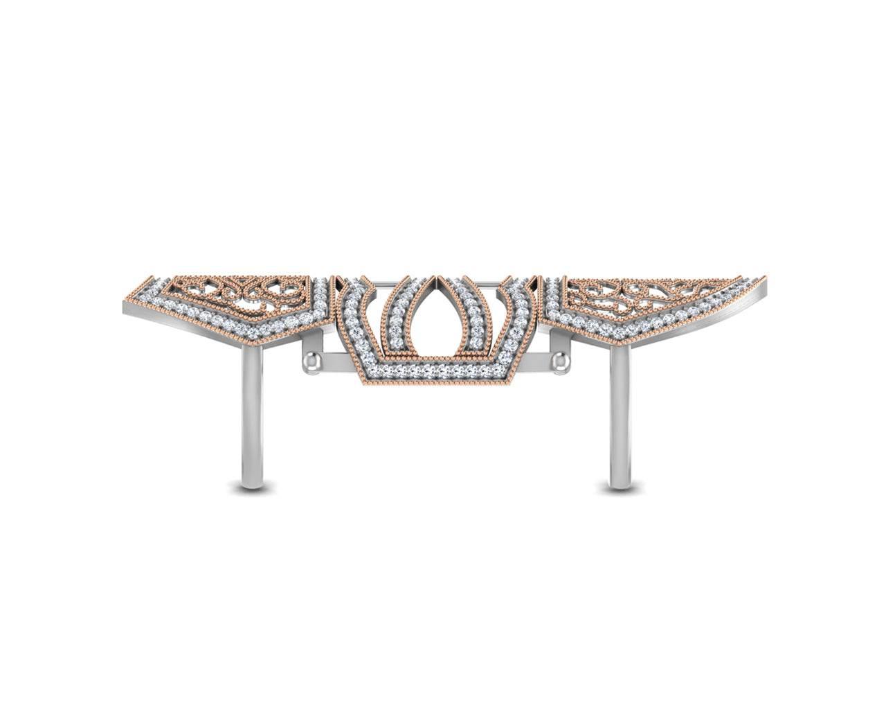 Rany diamond full finger ring in gold with movable parts - Jewelslane
