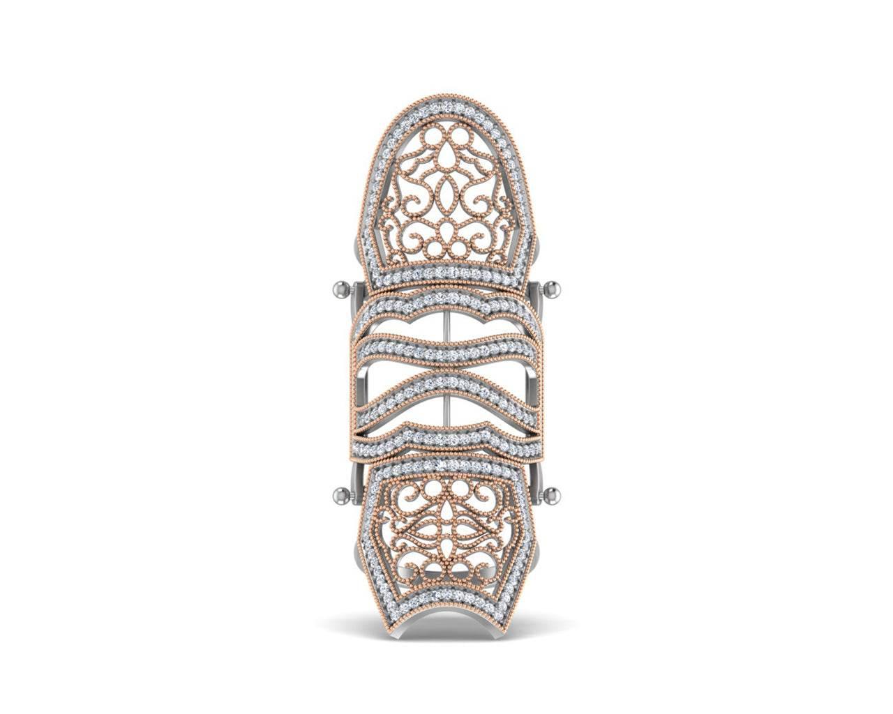 Rany diamond full finger ring in gold with movable parts - Jewelslane