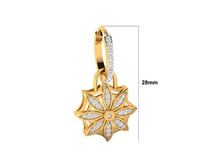 Reha Diamond floral earrings on diamond hoops - Jewelslane