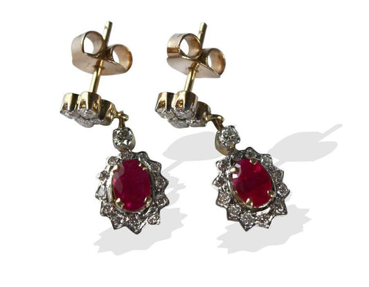 Ruby & Diamond Earring in 14k - Jewelslane