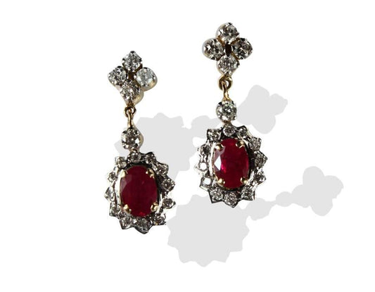 Ruby & Diamond Earring in 14k - Jewelslane