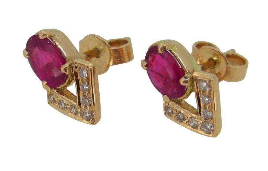 Ruby & Diamond Earring in Gold - Jewelslane