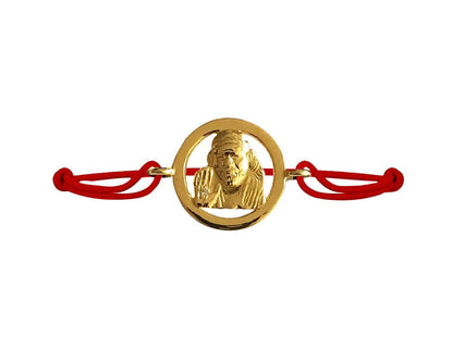 Auspicious Sai Baba Gold Bracelet On size adjustable thread - Jewelslane