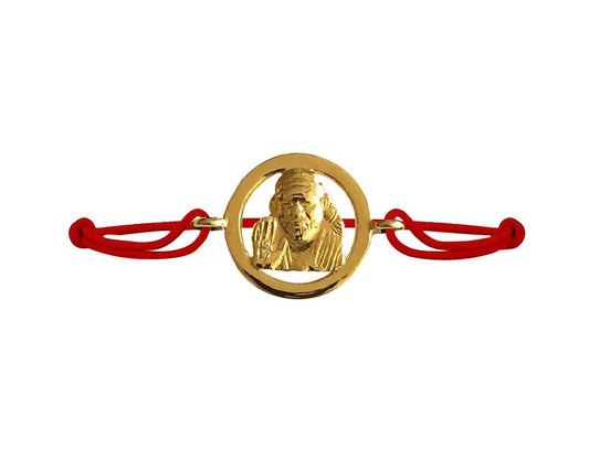 Auspicious Sai Baba Gold Bracelet On size adjustable thread - Jewelslane