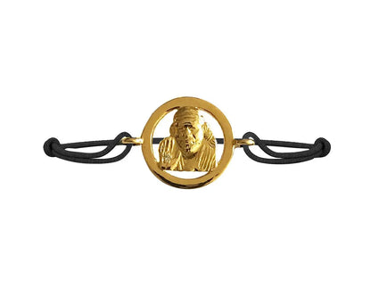 Auspicious Sai Baba Gold Bracelet On size adjustable thread - Jewelslane