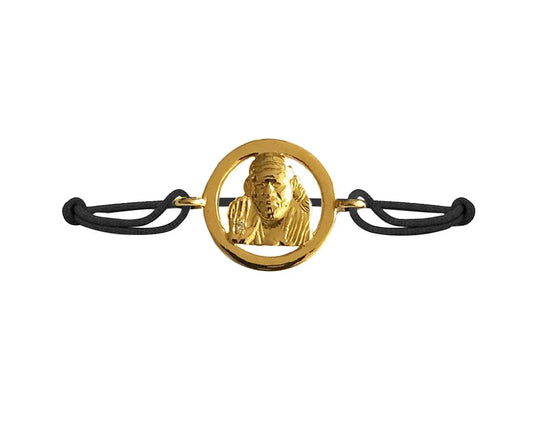 Auspicious Sai Baba Gold Bracelet On size adjustable thread - Jewelslane