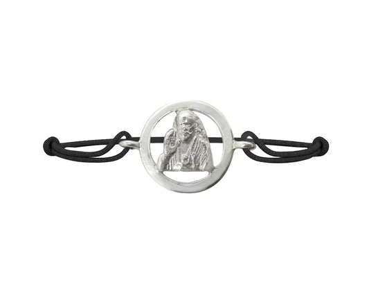 Sai Baba Bracelet in Silver with Diamond - Jewelslane