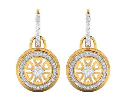 Saba Diamond Dangle earrings on diamond hoops in gold - Jewelslane