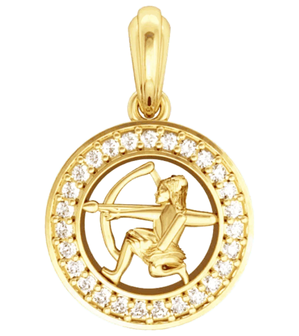 Sagittarius Charm in 14k Gold studded with 27 Diamonds - Jewelslane