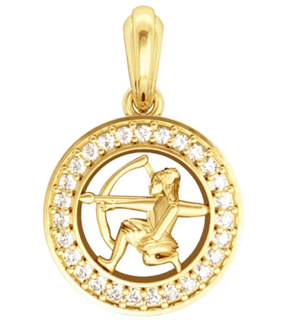 Sagittarius Charm in 14k Gold studded with 27 Diamonds - Jewelslane