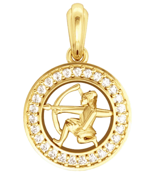 Sagittarius Charm in 14k Gold studded with 27 Diamonds - Jewelslane