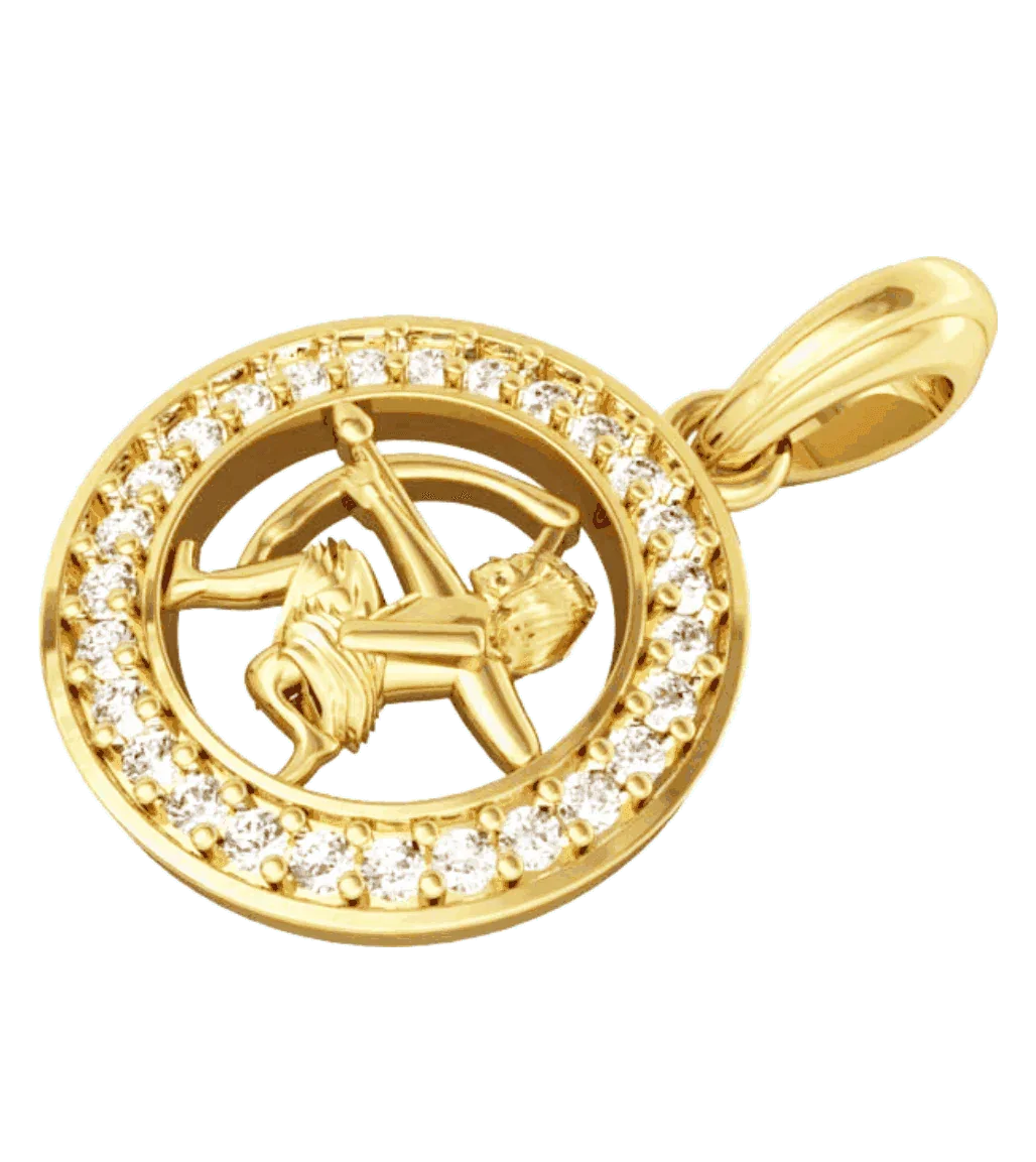 Sagittarius Charm in 14k Gold studded with 27 Diamonds - Jewelslane