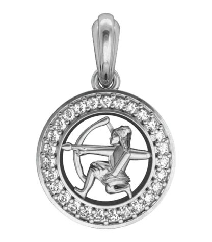 Sagittarius Charm Pendant studded with Diamonds in 92.5 Silver - Jewelslane