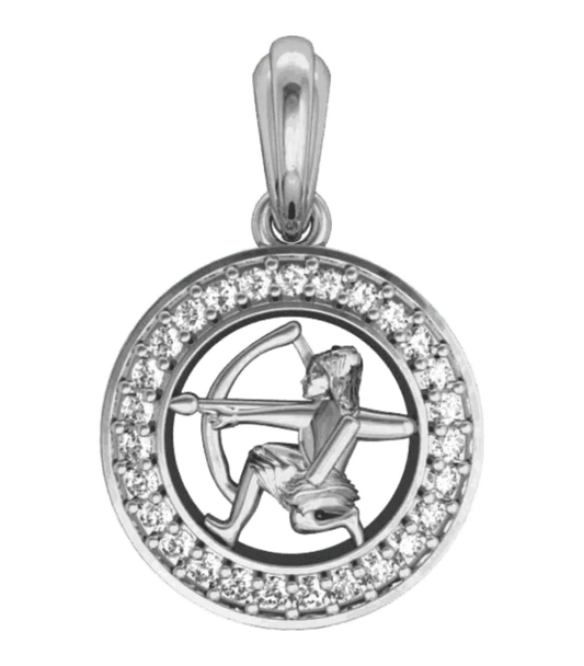 Sagittarius Charm Pendant studded with Diamonds in 92.5 Silver - Jewelslane