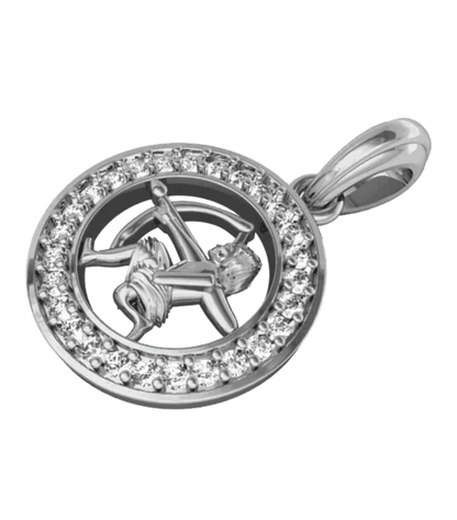Sagittarius Charm Pendant studded with Diamonds in 92.5 Silver - Jewelslane