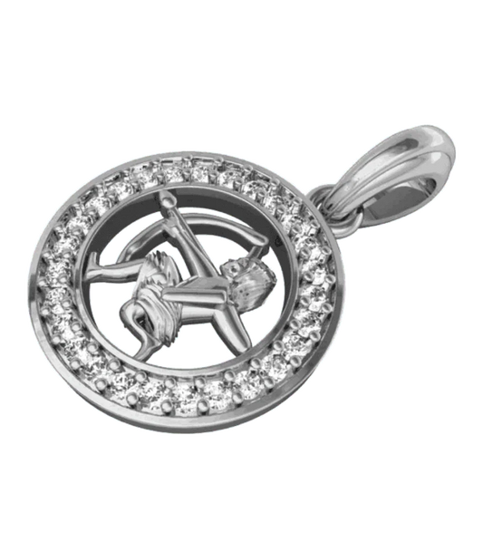Sagittarius Charm Pendant studded with Diamonds in 92.5 Silver - Jewelslane