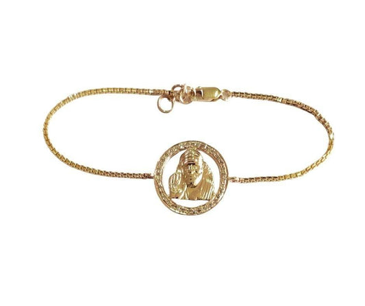 Sai bracelet in gold with diamonds on gold chain - Jewelslane
