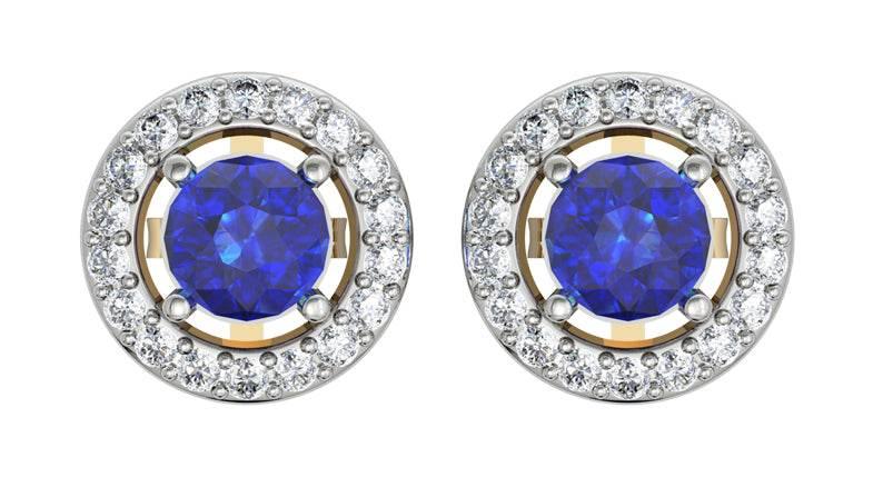 Sapphire & Diamond Cluster Earring - Jewelslane
