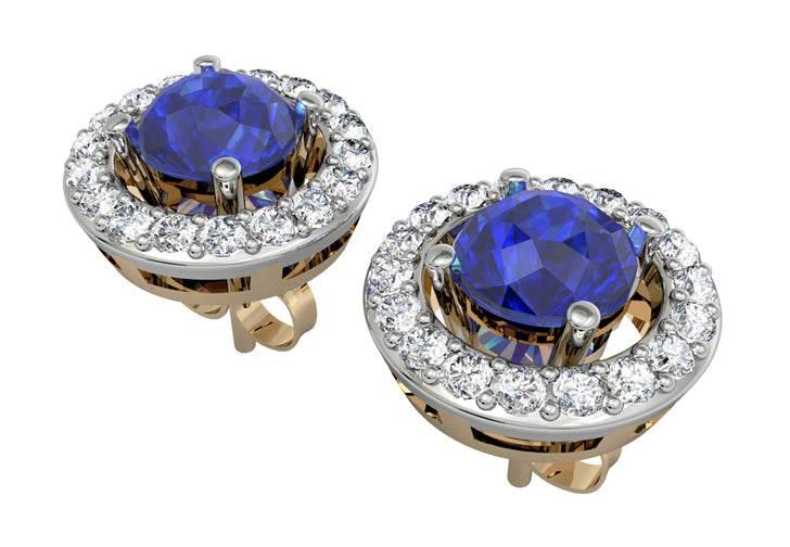 Sapphire & Diamond Cluster Earring - Jewelslane