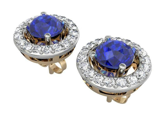 Sapphire & Diamond Cluster Earring - Jewelslane