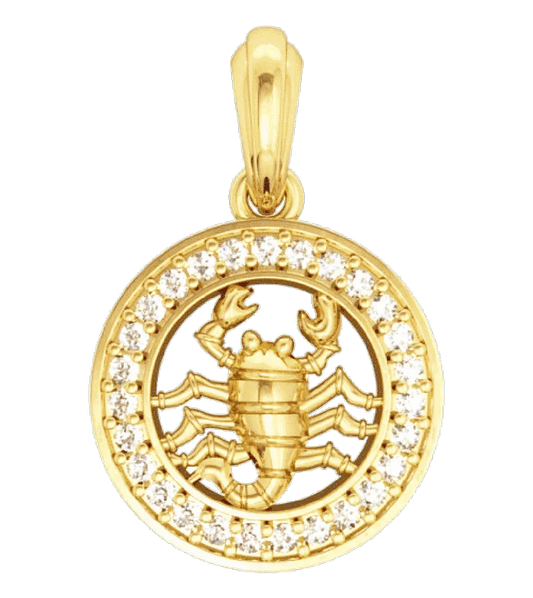 Scorpio Charm Pendant in Gold with 27 Diamonds - Jewelslane