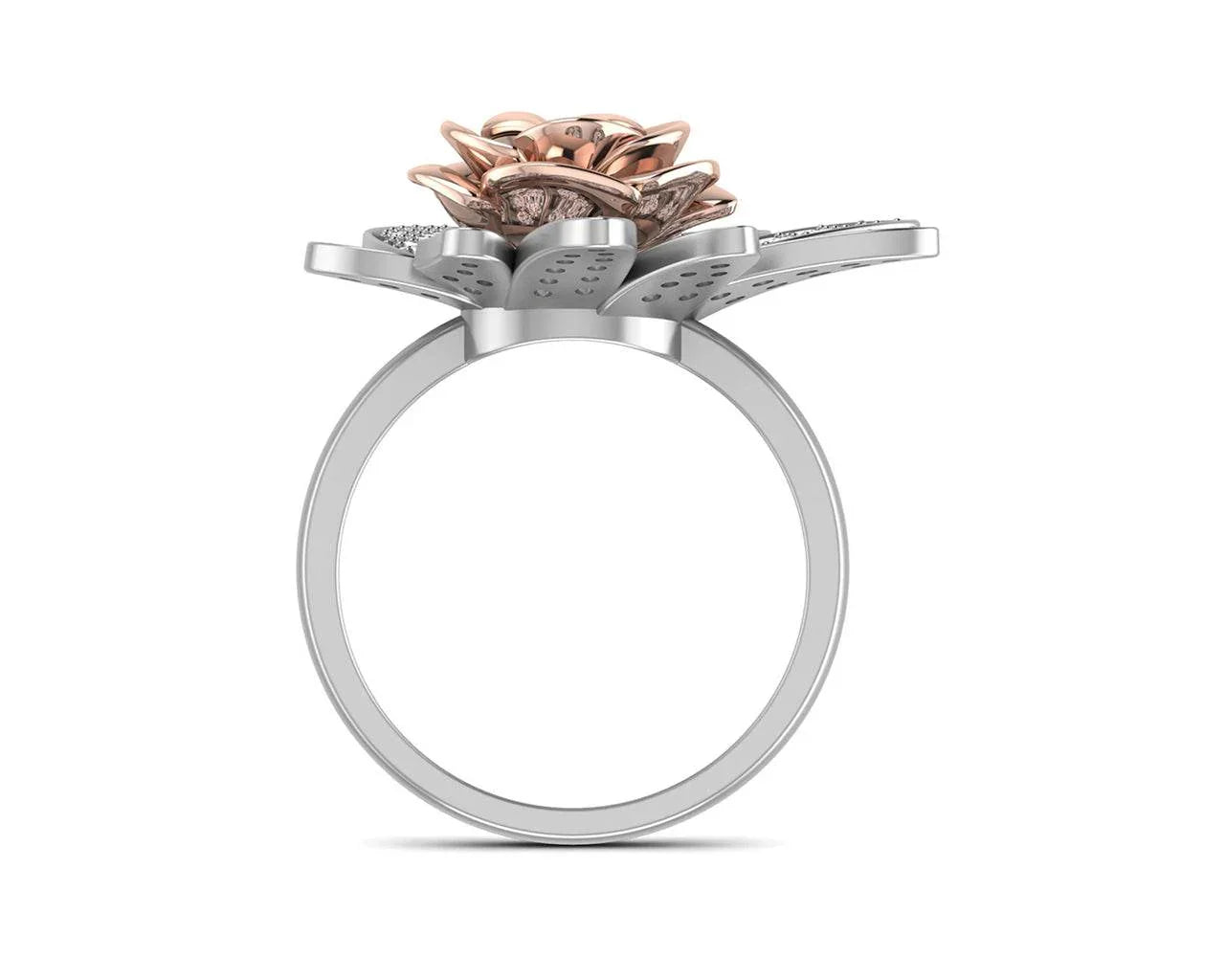 Seba Floral diamond ring in two tone 18k gold - Jewelslane