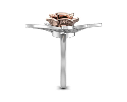 Seba Floral diamond ring in two tone 18k gold - Jewelslane