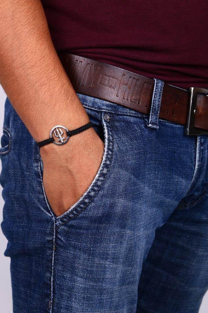 Shiv Trisul Bracelet in Silver - Jewelslane