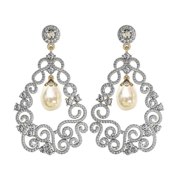 Simply Gorgeous Pearl & Diamond Earrings - Jewelslane