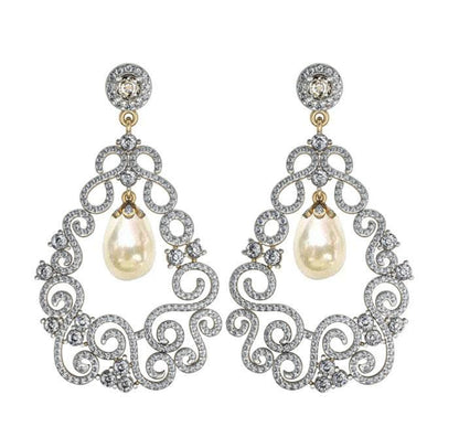 Simply Gorgeous Pearl & Diamond Earrings - Jewelslane