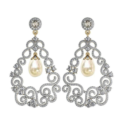 Simply Gorgeous Pearl & Diamond Earrings - Jewelslane
