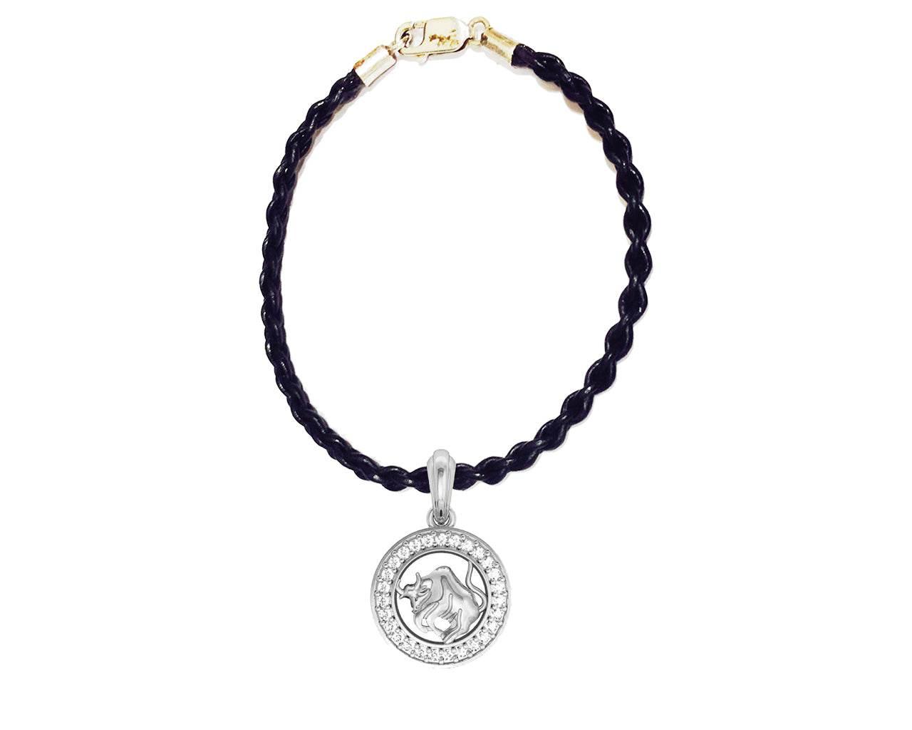 Taurus Charm in Silver with 27 Brilliant Cut Diamonds - Jewelslane