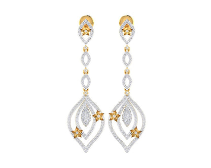 Ulrike Diamond dangle drop earrings in gold - Jewelslane