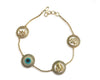 Evileye, Aum, Ganesh & Sairam Bracelet in gold & diamonds with 12mm charms - Jewelslane