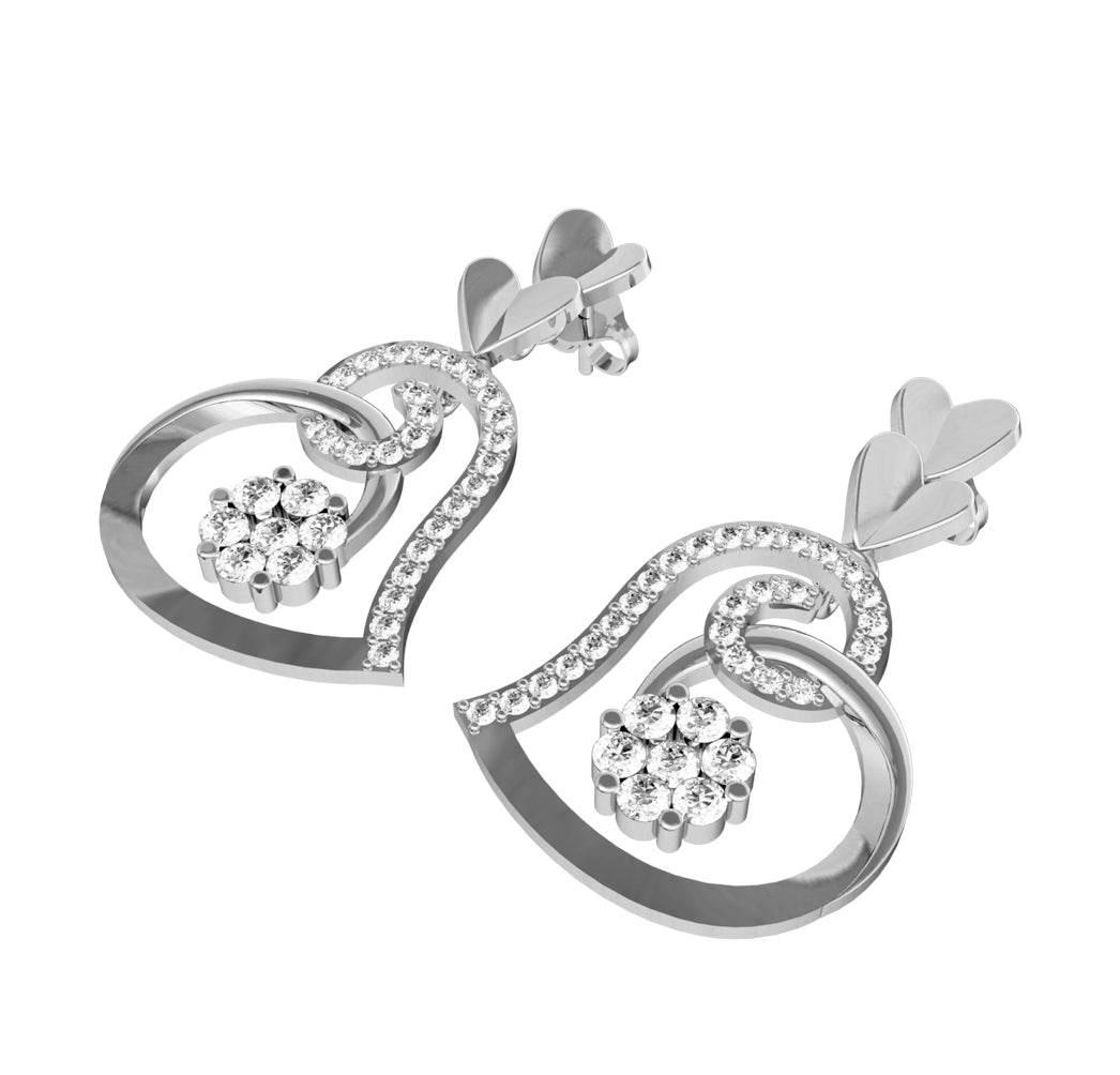 Valentine Diamond Heart Danglers - Jewelslane