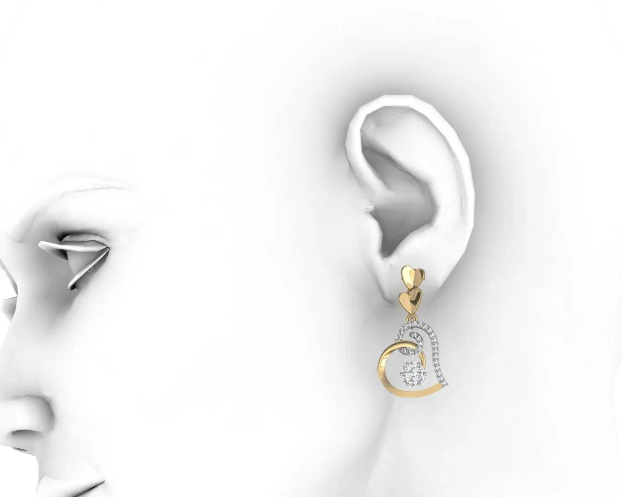 Valentine Diamond Heart Danglers - Jewelslane