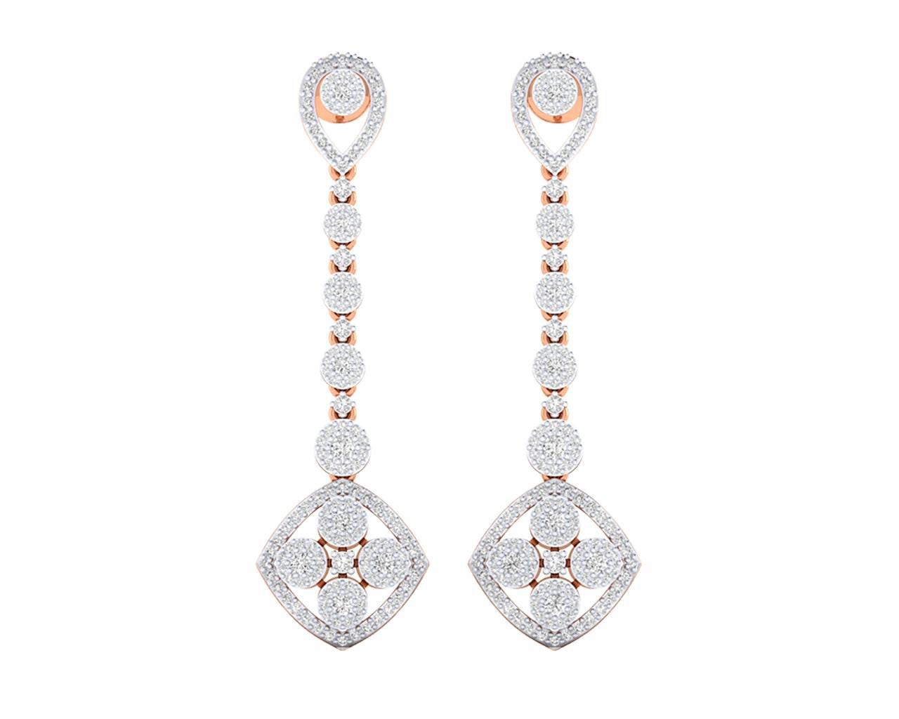 Valli diamond long earrings in gold - Jewelslane