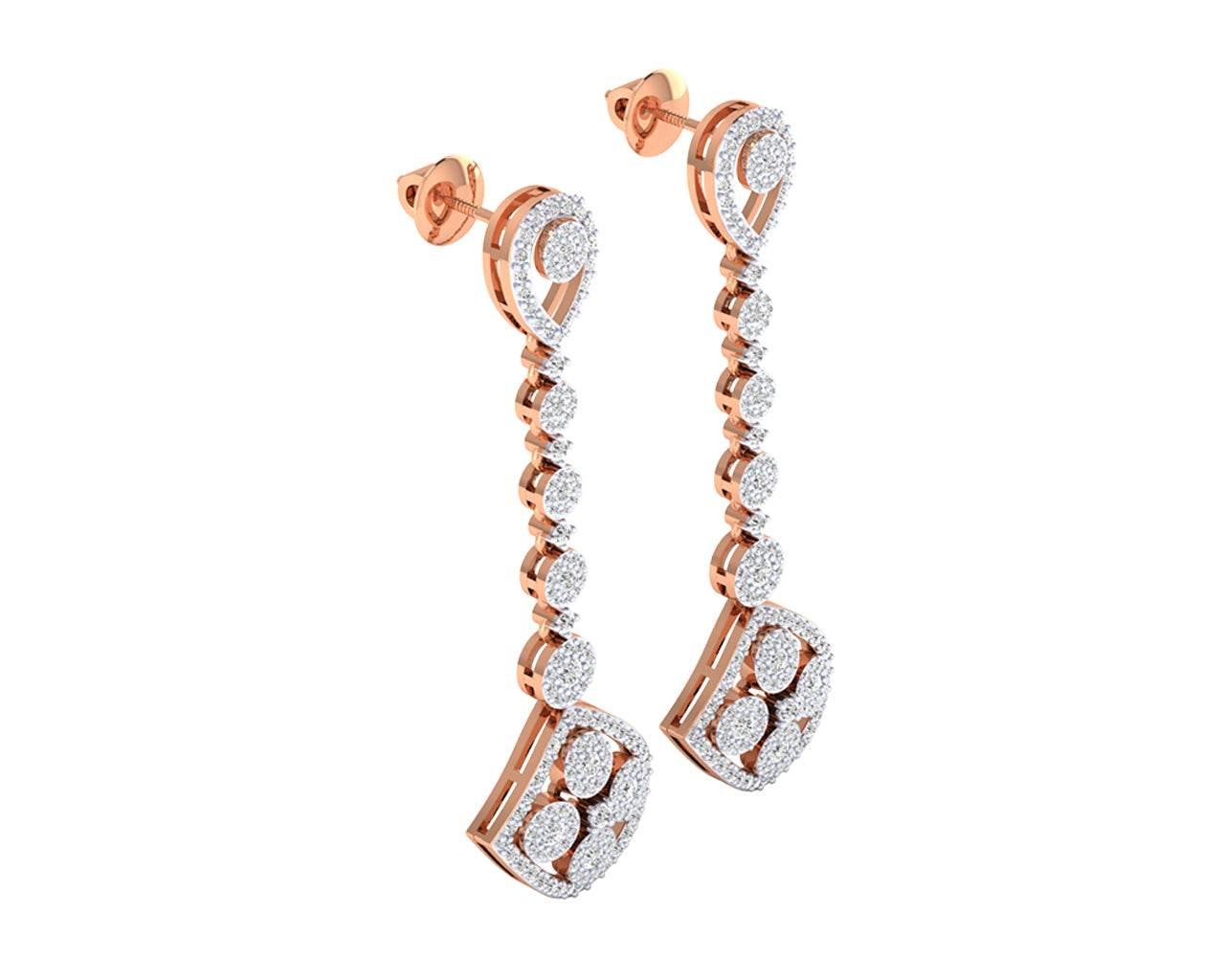 Valli diamond long earrings in gold - Jewelslane