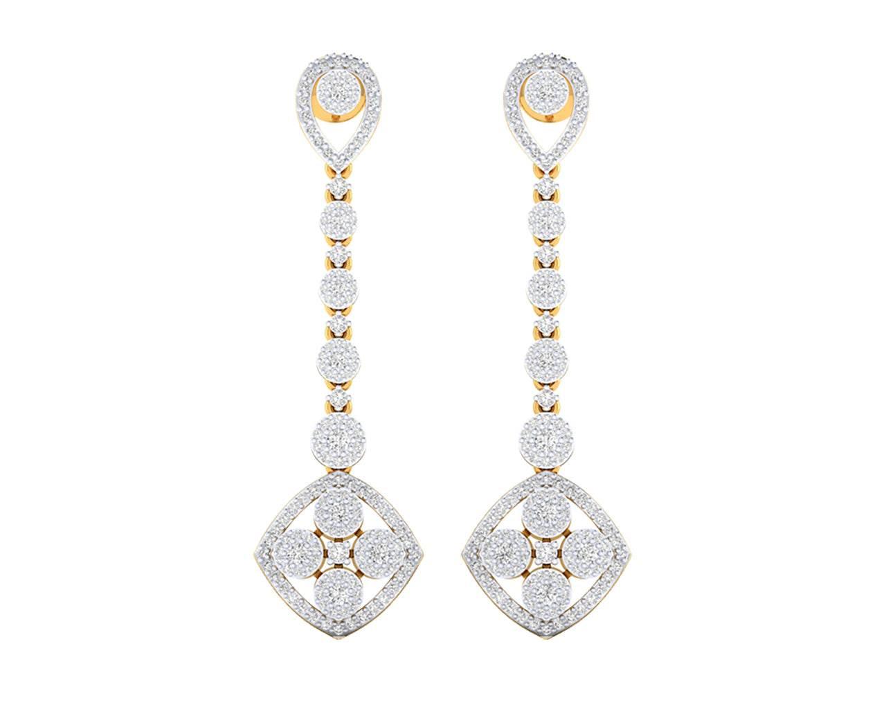 Valli diamond long earrings in gold - Jewelslane