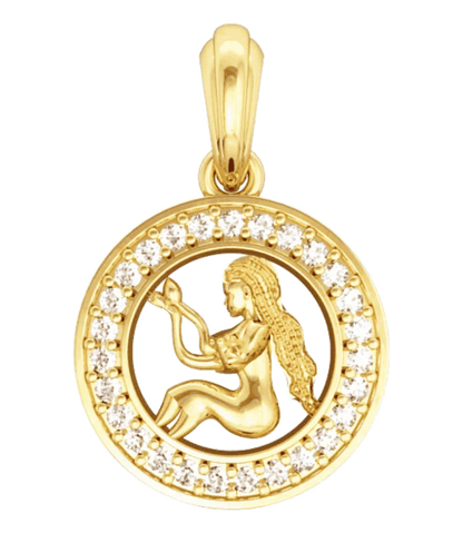 Virgo Charm Pendant in Gold with 27 Diamonds - Jewelslane