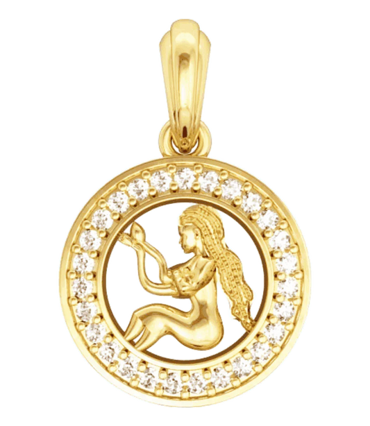 Virgo Charm Pendant in Gold with 27 Diamonds - Jewelslane