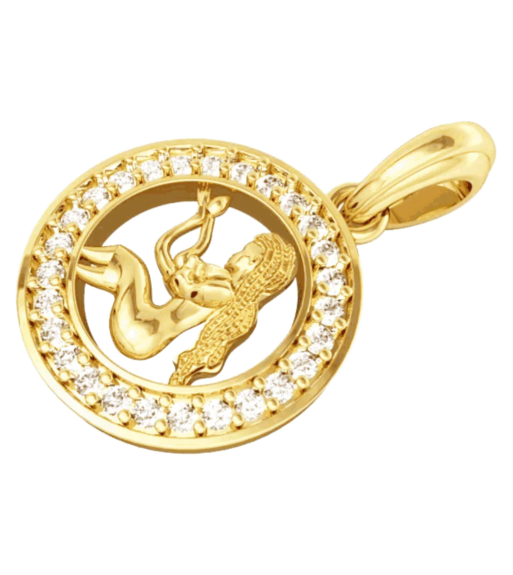 Virgo Charm Pendant in Gold with 27 Diamonds - Jewelslane
