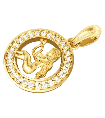 Virgo Charm Pendant in Gold with 27 Diamonds - Jewelslane