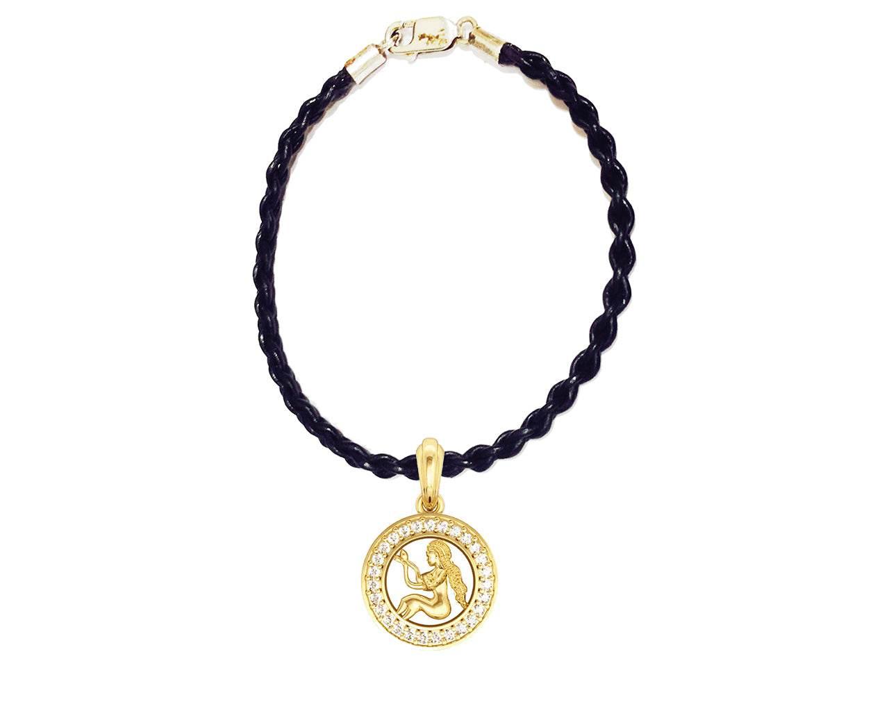 Virgo Charm Pendant in Gold with 27 Diamonds - Jewelslane