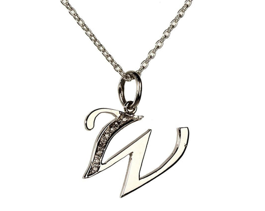 Alphabet W pendant with diamonds - Jewelslane
