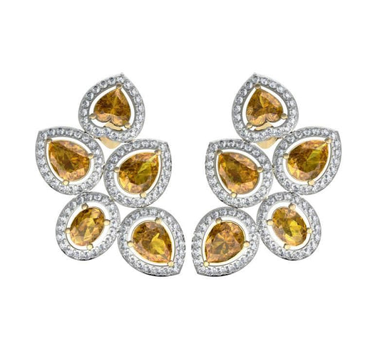 Yellow Sapphire & Diamond Earrings - Jewelslane