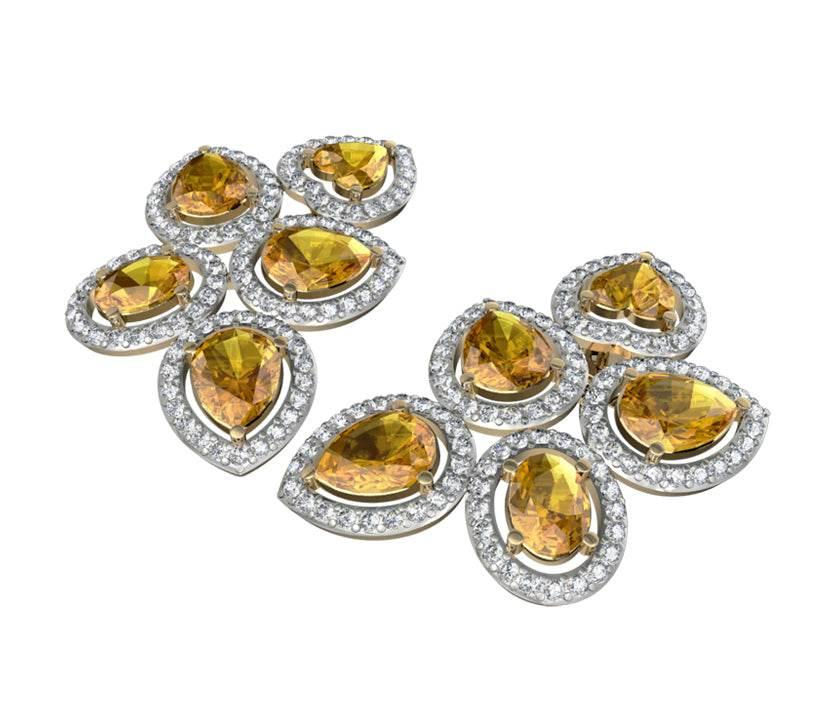 Yellow Sapphire & Diamond Earrings - Jewelslane