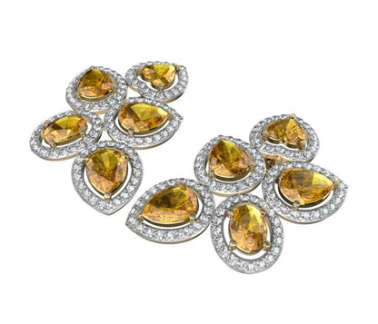 Yellow Sapphire & Diamond Earrings - Jewelslane