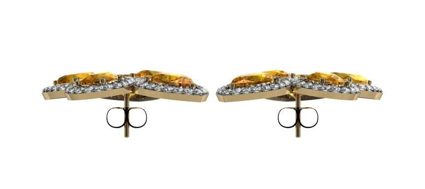 Yellow Sapphire & Diamond Earrings - Jewelslane