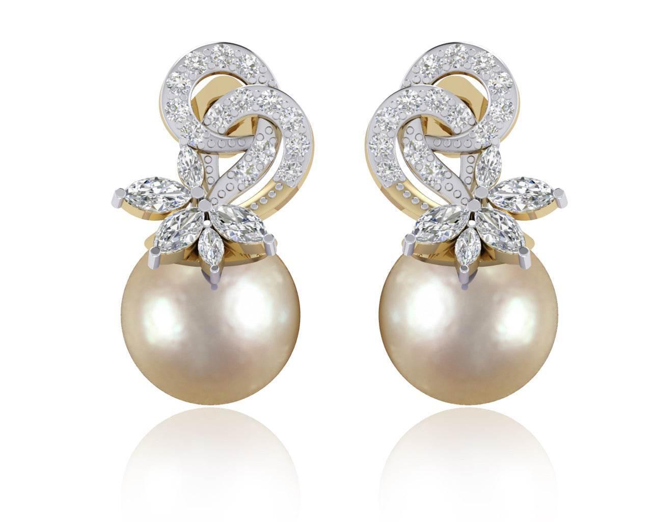 Aakansha Pearl Diamond Earring - Jewelslane